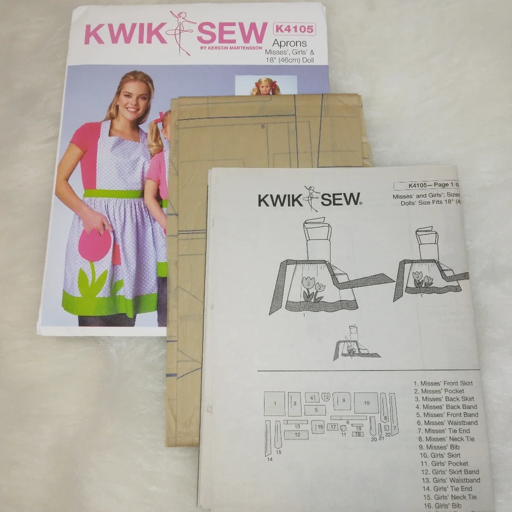 Kwik Sew K4105 Aprons for Misses, girls, 18
